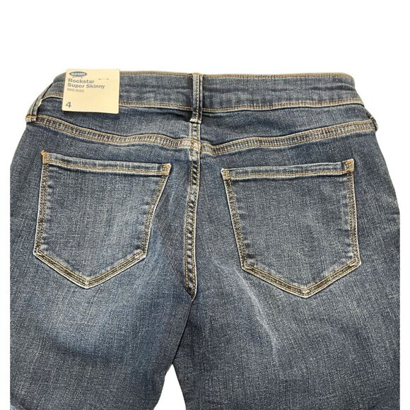 Old Navy Rockstar Super Skinny Womens Jeans Size 4 Blue Denim Distressed Style - Picture 3 of 4